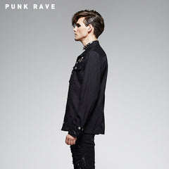 Y-564 Bamboo Fabric Denim Long Sleeve Punk Shirts For Men?-??Punk Rave Clothing