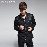 Y-564 Bamboo Fabric Denim Long Sleeve Punk Shirts For Men?-??Punk Rave Clothing