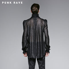 Y-568 Embossing Chiffon Gothic Shirt With Ruffled Long Sleeves?-??Punk Rave Clothing