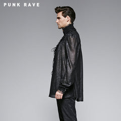 Y-568 Embossing Chiffon Gothic Shirt With Ruffled Long Sleeves?-??Punk Rave Clothing