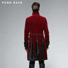 Y-569 Red Elegant Worsted Material Long Gothic Trench Coats?-??Punk Rave Clothing