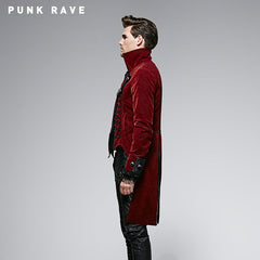 Y-569 Red Elegant Worsted Material Long Gothic Trench Coats?-??Punk Rave Clothing