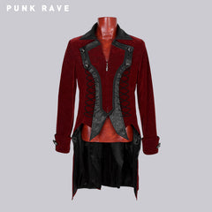 Y-569 Red Elegant Worsted Material Long Gothic Trench Coats?-??Punk Rave Clothing