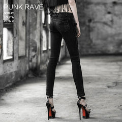 K-188 black Sexy Slim Skinny Long Punk Pants?-??Punk Rave Clothing