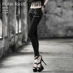 K-188 black Sexy Slim Skinny Long Punk Pants?-??Punk Rave Clothing