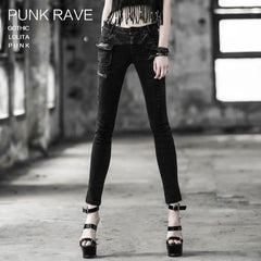 K-188 black Sexy Slim Skinny Long Punk Pants?-??Punk Rave Clothing