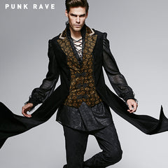 Y-572 Gentleman black And Golden Long Gothic Jackets?-??Punk Rave Clothing