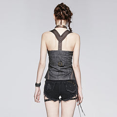 Y-574 Vintage Ladies Denim Vest Punk Accessories Suspenders?-??Punk Rave Clothing