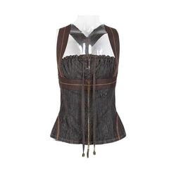 Y-574 Vintage Ladies Denim Vest Punk Accessories Suspenders?-??Punk Rave Clothing
