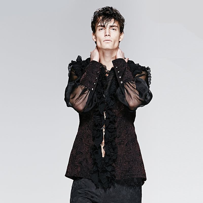 Y-577 Gorgeous Falbala Gothic Shirt With High Collar?-??Punk Rave Clothing