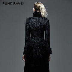 Y-579 Mechanism Pattern Long Gothic Trench Coats With Swallow Tail?-??Punk Rave Clothing