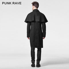 Y-580 black Cape Style Vintage Punk Trench Coat For Men?-??Punk Rave Clothing