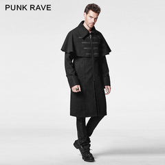 Y-580 black Cape Style Vintage Punk Trench Coat For Men?-??Punk Rave Clothing