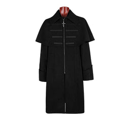 Y-580 black Cape Style Vintage Punk Trench Coat For Men?-??Punk Rave Clothing