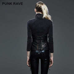 Y-581 Metal Texture Asymmetric Brown Leather Punk Accessories Corset?-??Punk Rave Clothing