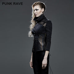 Y-581 Metal Texture Asymmetric Brown Leather Punk Accessories Corset?-??Punk Rave Clothing