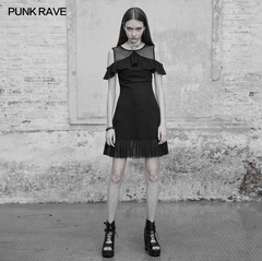OPQ-336LQF Punk Rave Mesh stitching chiffon short dress?-??Punk Rave Clothing