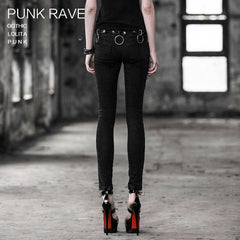 K-189 black Sexy Slim Long Punk Pants?-??Punk Rave Clothing