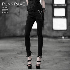 K-189 black Sexy Slim Long Punk Pants?-??Punk Rave Clothing