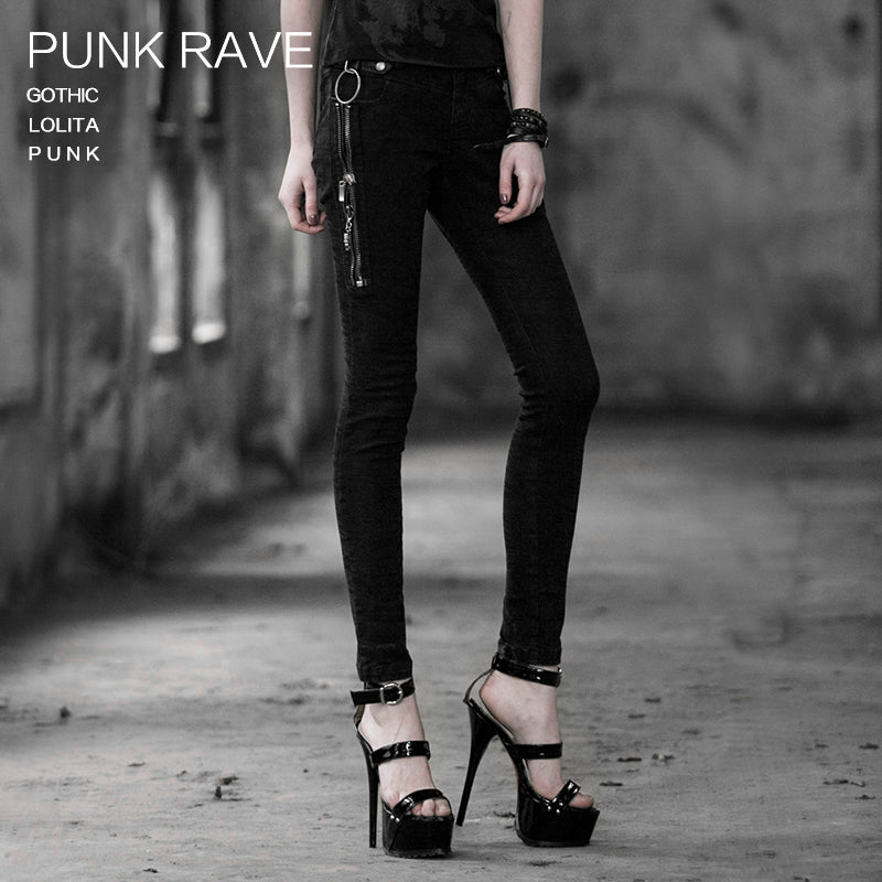 K-189 black Sexy Slim Long Punk Pants?-??Punk Rave Clothing