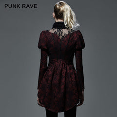 Y-585 Fashion Red Lace Skinny Gothic Trench Coats?-??Punk Rave Clothing