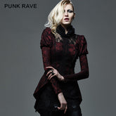 Y-585 Fashion Red Lace Skinny Gothic Trench Coats?-??Punk Rave Clothing
