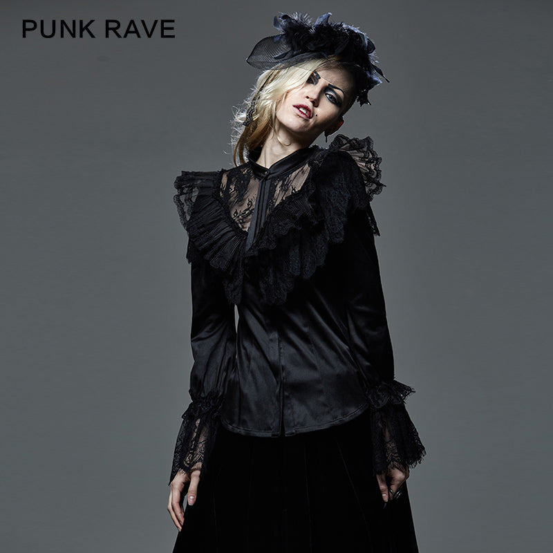 Y-587 Autumn Stylish Lace Gothic Shirt For Women?-??Punk Rave Clothing