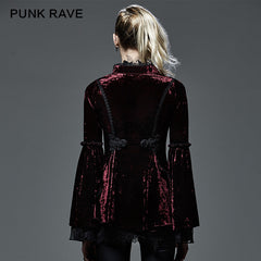 Y-588 Lace Thin Long Sleeve Gothic Shirt With Velvet?-??Punk Rave Clothing