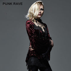 Y-588 Lace Thin Long Sleeve Gothic Shirt With Velvet?-??Punk Rave Clothing