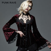 Y-588 Lace Thin Long Sleeve Gothic Shirt With Velvet?-??Punk Rave Clothing