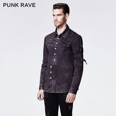 Y-591 Winter Military Denim Fabric Punk Shirts?-??Punk Rave Clothing