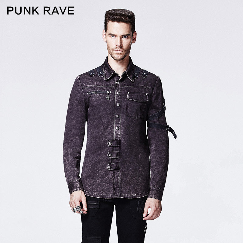 Y-591 Winter Military Denim Fabric Punk Shirts?-??Punk Rave Clothing