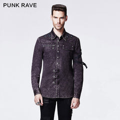 Y-591 Winter Military Denim Fabric Punk Shirts?-??Punk Rave Clothing