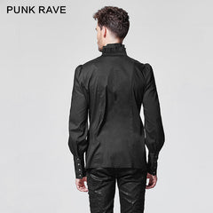 Y-597 black Bubble Long Sleeve Gothic Shirt With Lace High Collar?-??Punk Rave Clothing