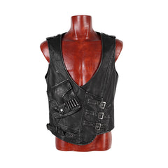 Y-598 black Skinny Leather Punk Vest With V-collar?-??Punk Rave Clothing