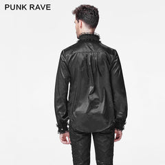 Y-599 Fancy Silk Gothic Shirt For Stage With Lace High Collar?-??Punk Rave Clothing
