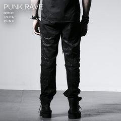 K-191 For Men black Rock Metal Skull Slimming Punk Pants?-??Punk Rave Clothing
