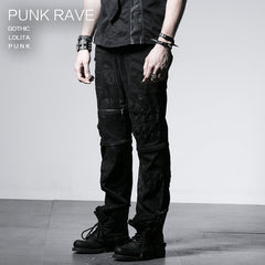 K-191 For Men black Rock Metal Skull Slimming Punk Pants?-??Punk Rave Clothing