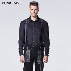 Y-607 black Thick Punk Shirts With 100% Cotton Long Sleeve?-??Punk Rave Clothing