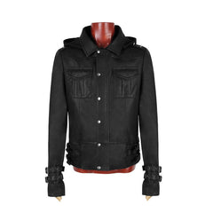 Y-609 Winter Short Hooded Punk Jacket With Stand Up Collar?-??Punk Rave Clothing