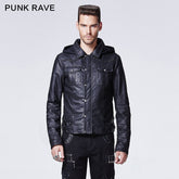 Y-609 Winter Short Hooded Punk Jacket With Stand Up Collar?-??Punk Rave Clothing