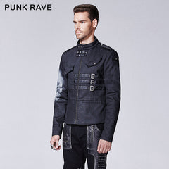 Y-610 Across An Arm Printed Skull Punk Jacket For Men?-??Punk Rave Clothing