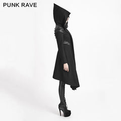 Y-611 Woolen Long Hooded Gothic Trench Coats With Duffle?-??Punk Rave Clothing