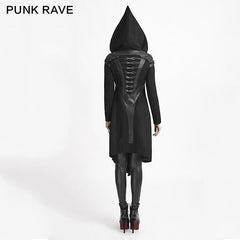 Y-611 Woolen Long Hooded Gothic Trench Coats With Duffle?-??Punk Rave Clothing