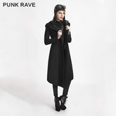 Y-611 Woolen Long Hooded Gothic Trench Coats With Duffle?-??Punk Rave Clothing