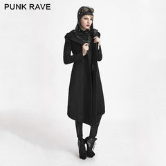 Y-611 Woolen Long Hooded Gothic Trench Coats With Duffle?-??Punk Rave Clothing