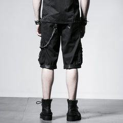 K-192 Big Pockets For Men Rock black Summer Loose Fifth Punk Pants?-??Punk Rave Clothing