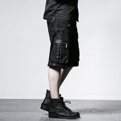 K-192 Big Pockets For Men Rock black Summer Loose Fifth Punk Pants?-??Punk Rave Clothing