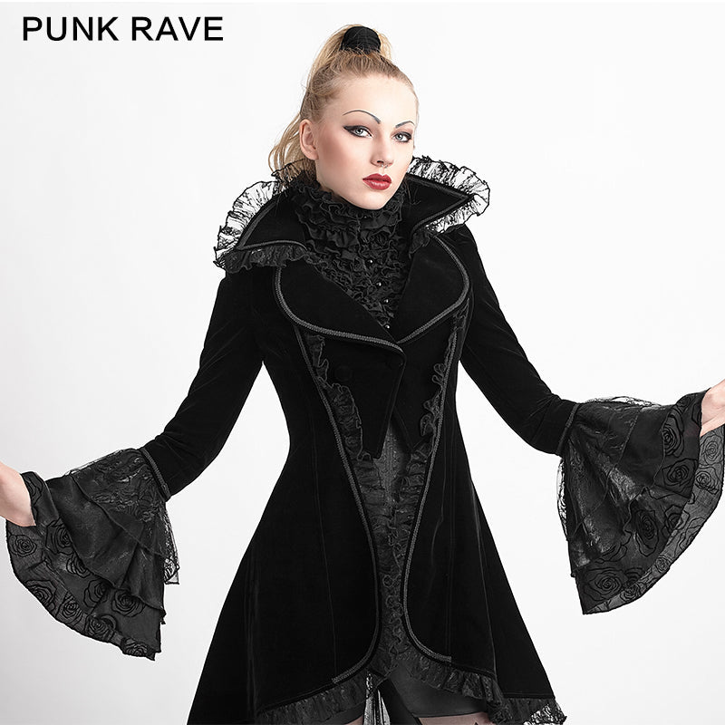 Y-622 Winter Long Flare Sleeves Gothic Trench Coats With Swallowtail?-??Punk Rave Clothing