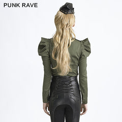 Y-625 Winter Uniform Style Punk Shirts With Long Puff Sleeves?-??Punk Rave Clothing